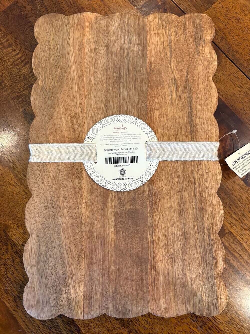 Mela Artisans Scallop Wood Board 16" x 10"